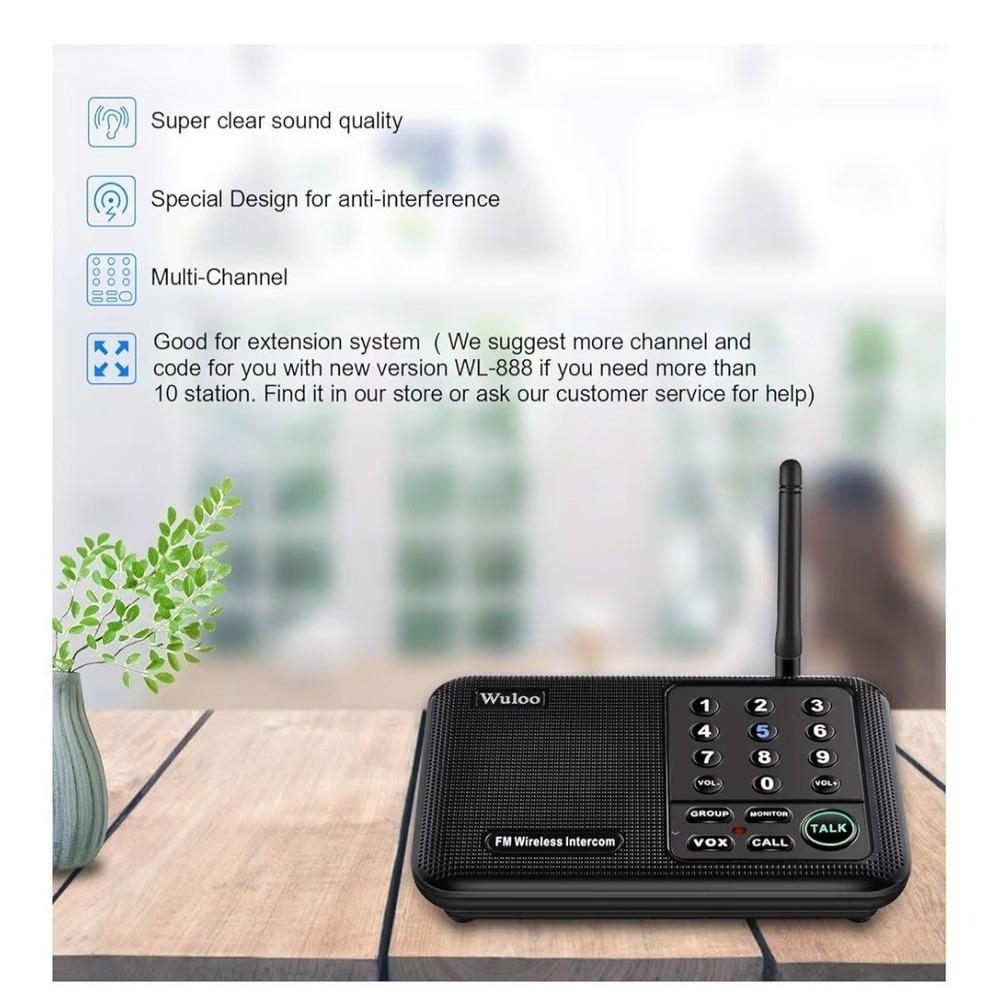 10 Channel Wireless Intercom System for Home Offices House Business Wuloo NEW - Picture 2 of 8